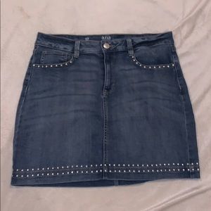 Denim studded mini skirt